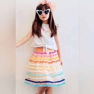 Eva Franco Girls Aluna Rainbow Stripe Skirt